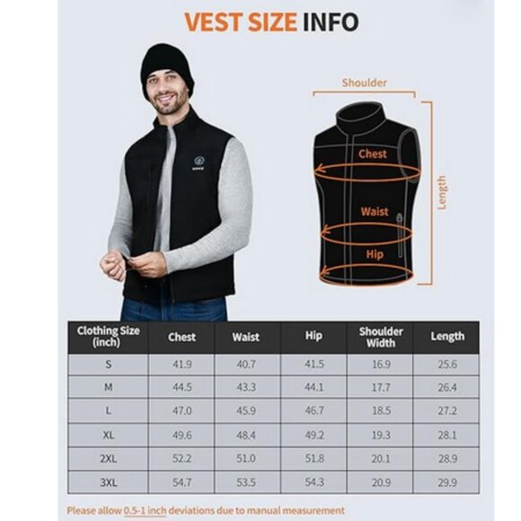 DOACE Heated Vest APP Control with Battery Pack for Men and Women Black 2XL - Picture 5 of 11